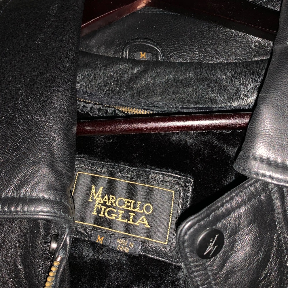 Leather bomber jacket